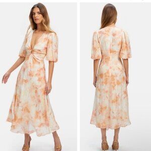 NWT BARDOT Farlow Midi Dress Sunshine Watercolor XS MSRP $170